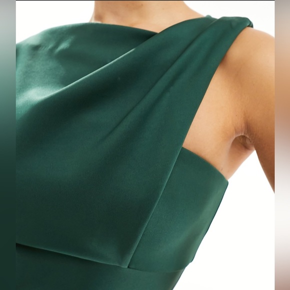 ASOS DESIGN asymmetric high neck minimal midi dress in green, Size S, NWT - Picture 10 of 12